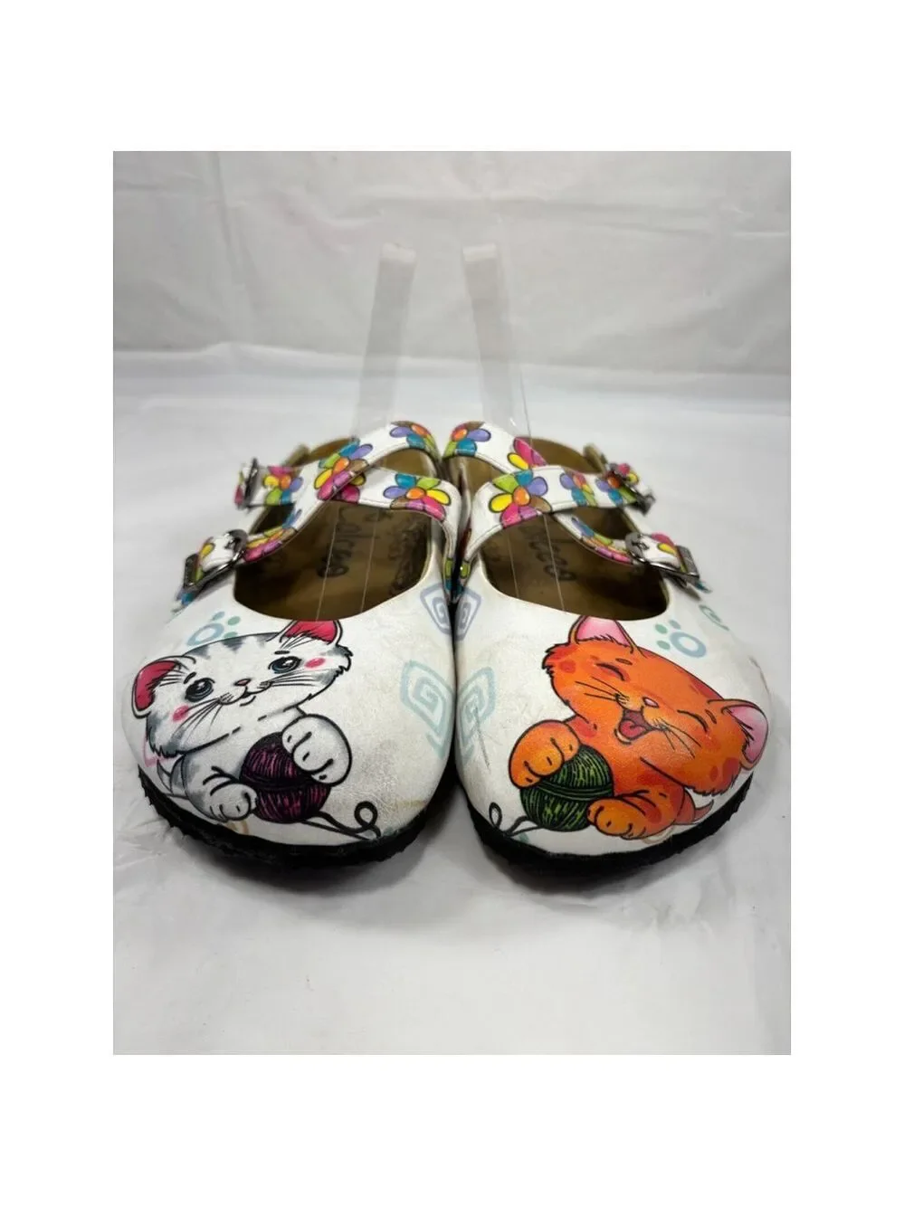 Calceo Handmade cat PATTERNED CLOGS Mules Size 9.5